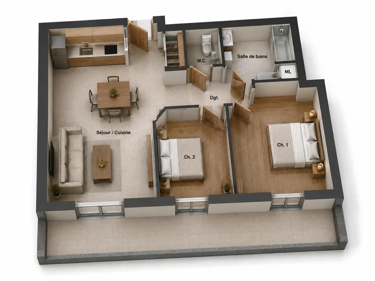 Appartement 3 pièces 58 m² · à Pontarlier · 57,9 m² · 285 000 €
