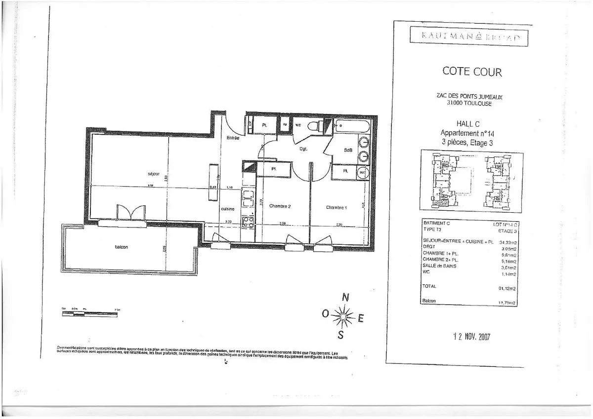 Appartement 3 pièces 61 m² · à Toulouse · 61,1 m² · 858 €/mois