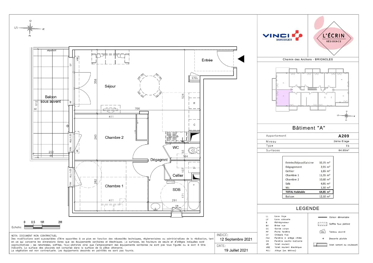 Appartement 3 pièces 65 m² · à Brignoles · 64,9 m² · 880 €/mois