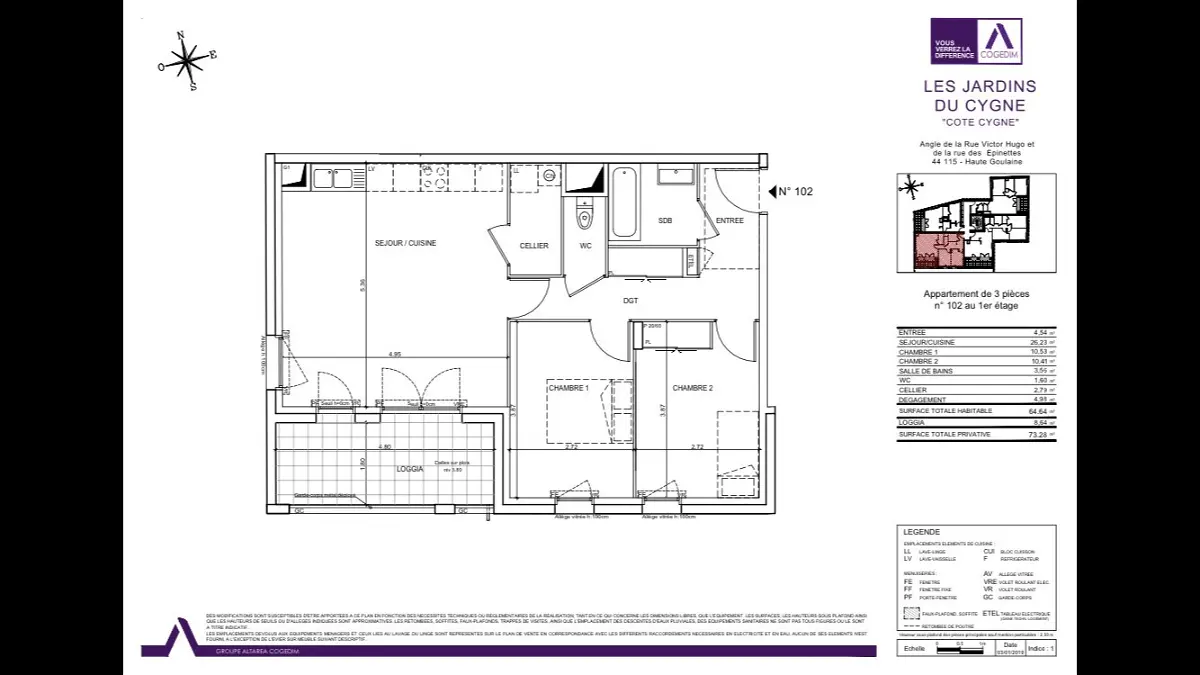 Appartement 3 pièces 65 m² · à Haute-Goulaine · 64,6 m² · 834 €/mois