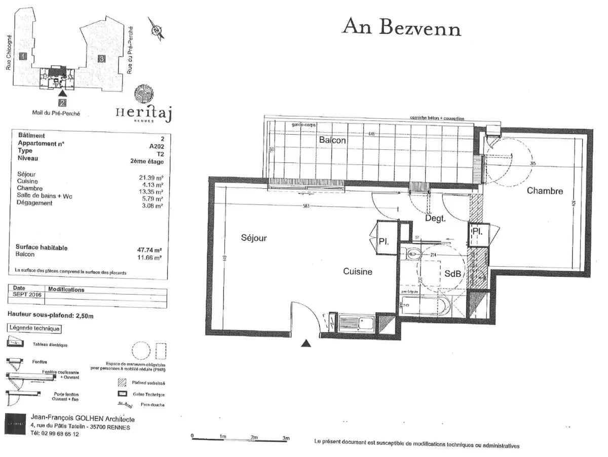 Appartement 2 pièces 48 m² · à Rennes · 47,7 m² · 659 €/mois