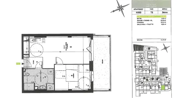 Appartement à louer - PLESCOP, 2 pièces