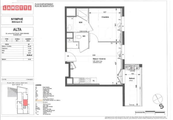 Appartement à louer - LE RHEU, 2 pièces
