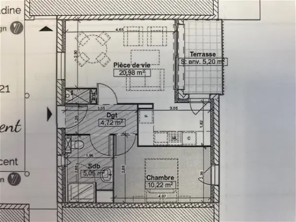 Location appartement 2 pièces - 40.97m² à Verson (14790)