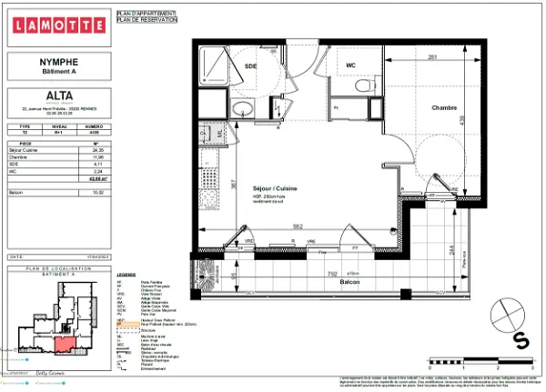 Location appartement 2 pièces - 42.66m² à Le rheu (35650)