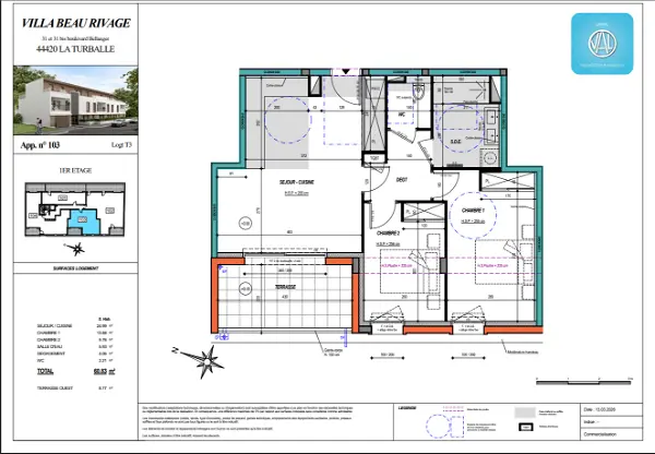 Achat appartement 3 pièces - 60.17m² à La turballe (44420)