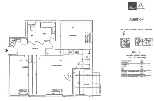 Appartement à louer - Villeurbanne, 3 pièces