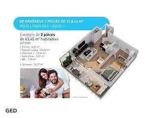 Nantes (44300): Biens neufs de 1 pièce à 3 pièces à partir de 178000 €