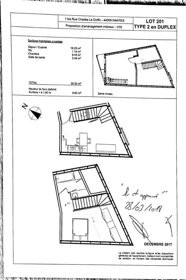 Location appartement 1 pièce - 30.32m² à Nantes (44000)