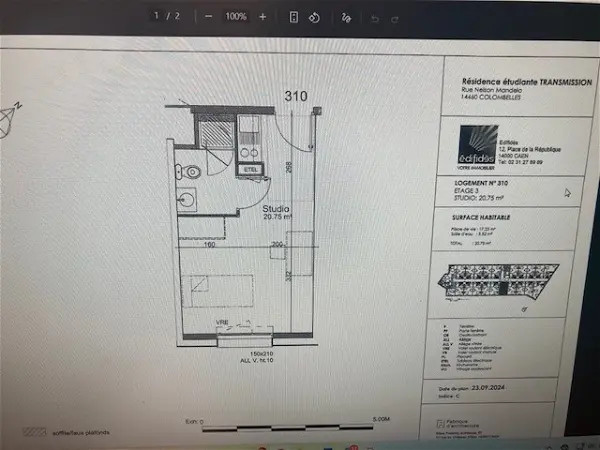 Appartement à louer - COLOMBELLES, 1 pièce