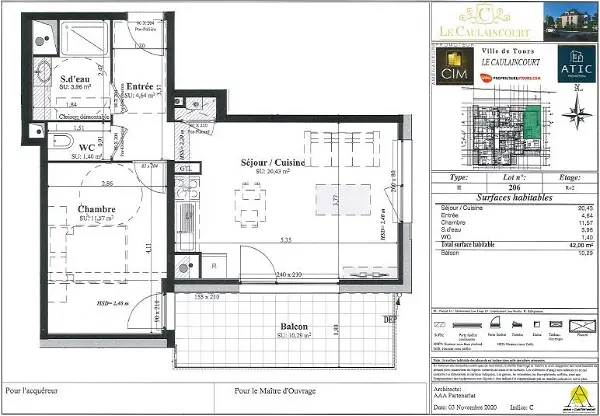 Location appartement 2 pièces - 42m² à Tours (37100)