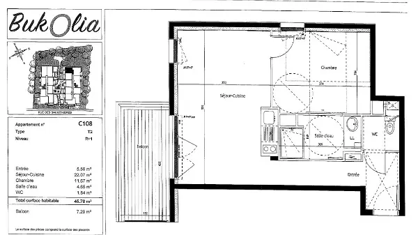Location appartement 2 pièces - 45.78m² à Nantes (44300)