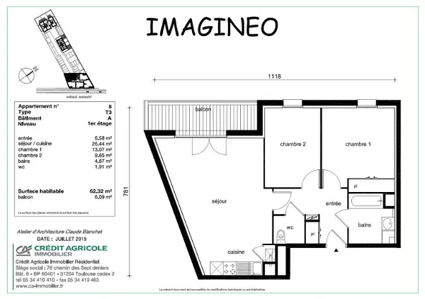 Appartement à louer - TOURS, 3 pièces