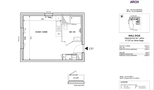 Studio à louer - Villeurbanne