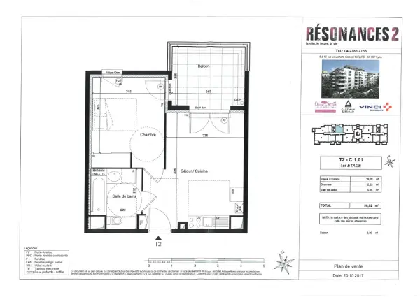 Appartement à louer - Lyon 7e Arrondissement, 2 pièces
