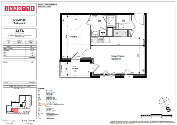 Appartement à louer - LE RHEU, 2 pièces