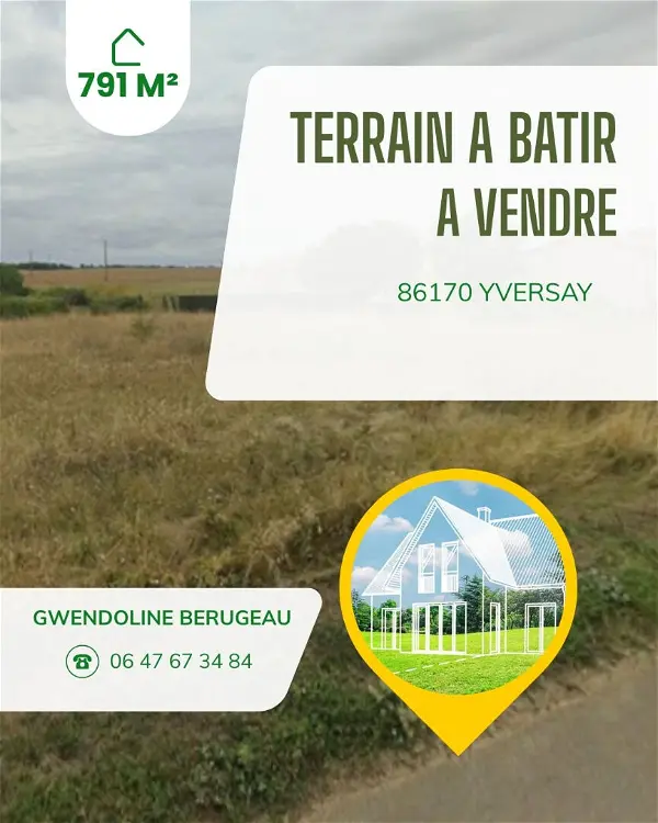 Achat terrain - 791m² à Yversay (86170)