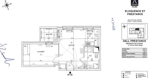 Location appartement 2 pièces - 42.46m² à Schiltigheim (67300)